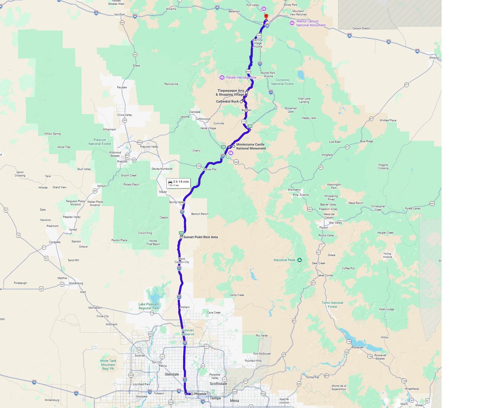Carte Roadtrip North USA
