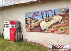 Hasta La Vista ... peinture murale sur un b�timent � Boulder, Utah