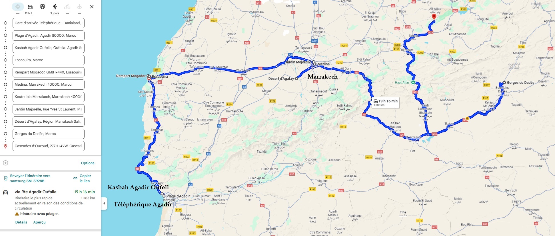 Carte Roadtrip Maroc