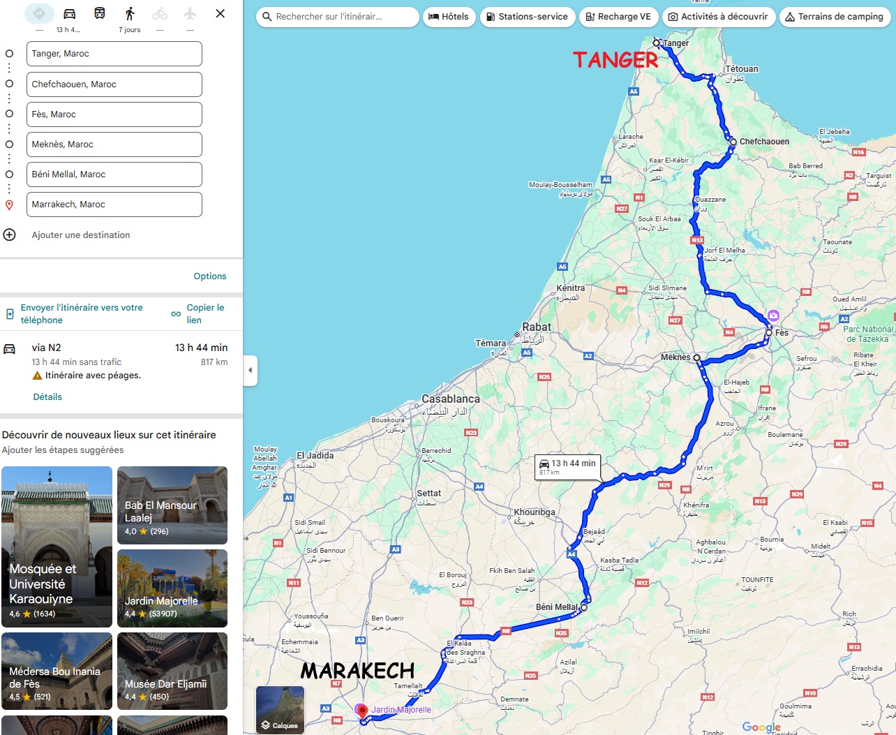 Carte Roadtrip Maroc