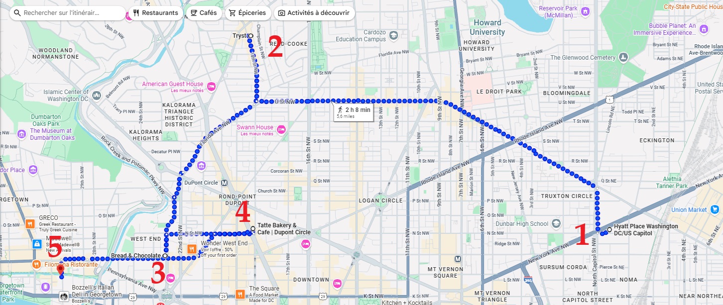 Carte restos Washington